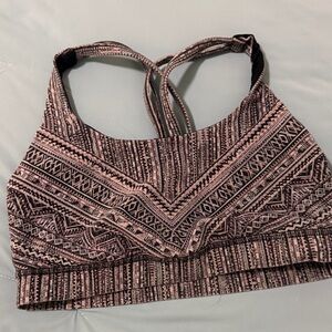 Lululemon Rare Tribal Print Strappy Sports Bra with Inserts Size 6